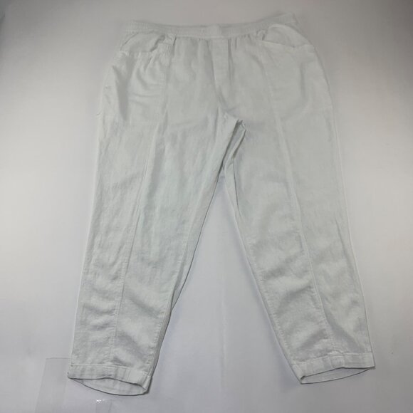 Old Navy White Linen Blend High Rise Slim Leg Ankle Pant XL - Picture 1 of 6